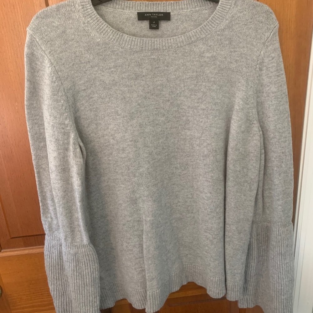 Soft gray flared sleeve sweater
